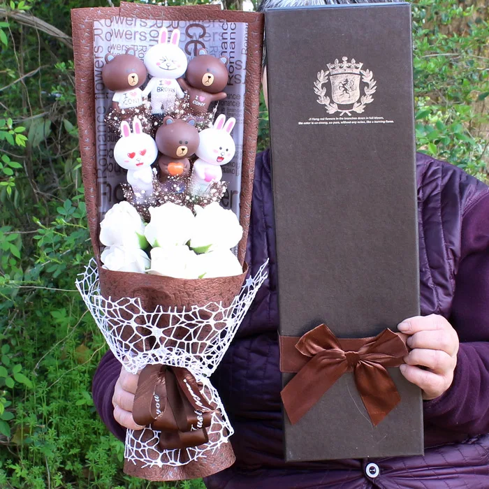 Мультяшные плюшевые куклы игрушки кошка Дораэмон ПВХ букет искусственные цветы