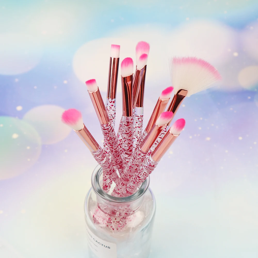 Набор розовых кистей для макияжа русалка 10 шт. | Красота и здоровье