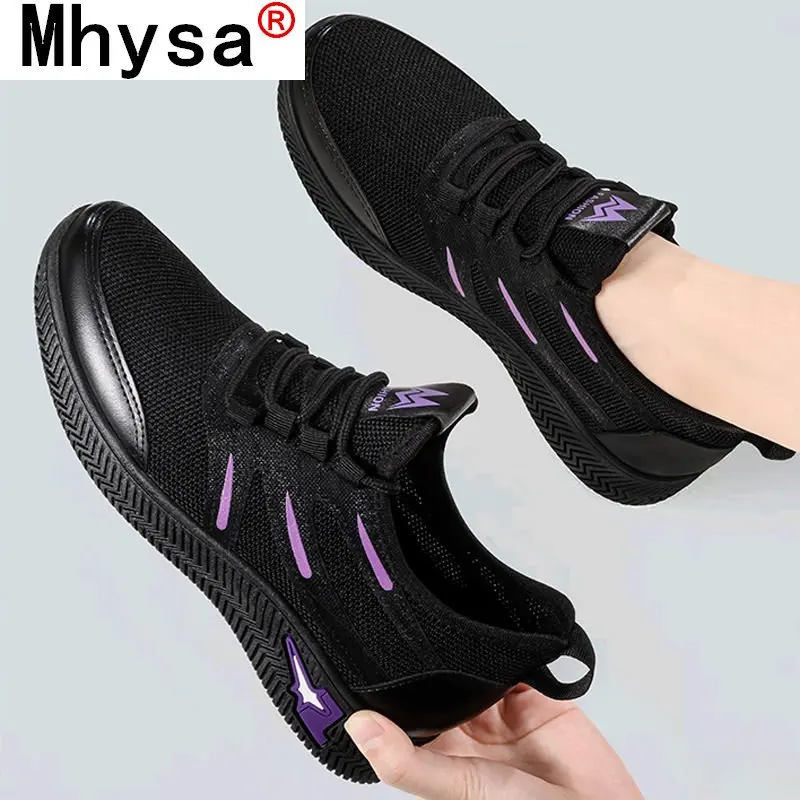 

2021 Spring Fashion Women's Vulcanize Shoes New Lace-up Soft Bottom Lightweight Women Casual Shoes Breathable Mesh Sneakers