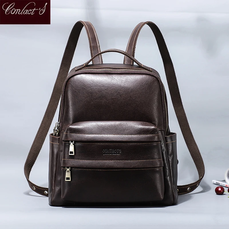 

New Design Women Backpack Genuine Leather Girls 13.3inch laptop Shoulder Bag Female School Bag Casual Travel Ladies Mochilas