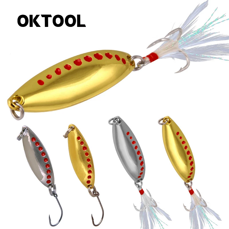 

OKTOOL 1Pcs New Metal Spinner Spoon Fishing Lures 2.5g/5g/7.5g/10g/15g/20g Gold Silver Bait Hook Sea Jigs Trout Pike Bass Tackle