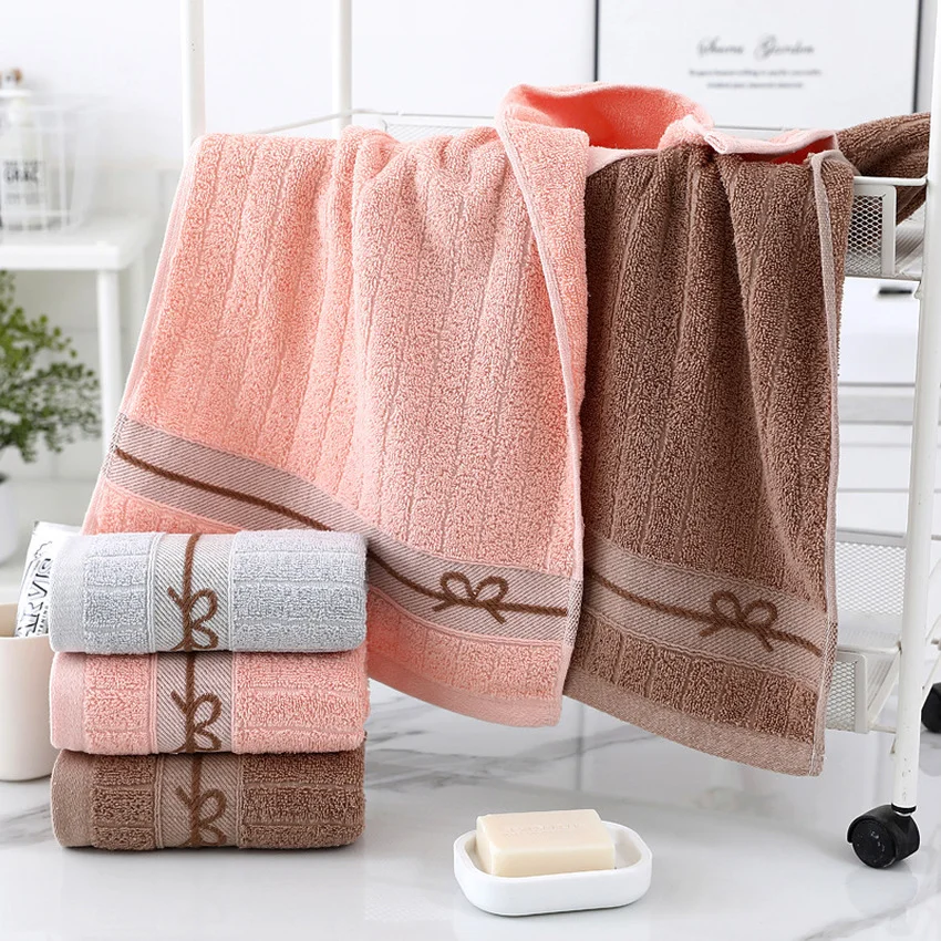 

Pure Cotton Face Towel Rectangle Bow-knot Bathroom Towels Strong Water Absorption Household Soft for Kids Adults Toalla De Cara