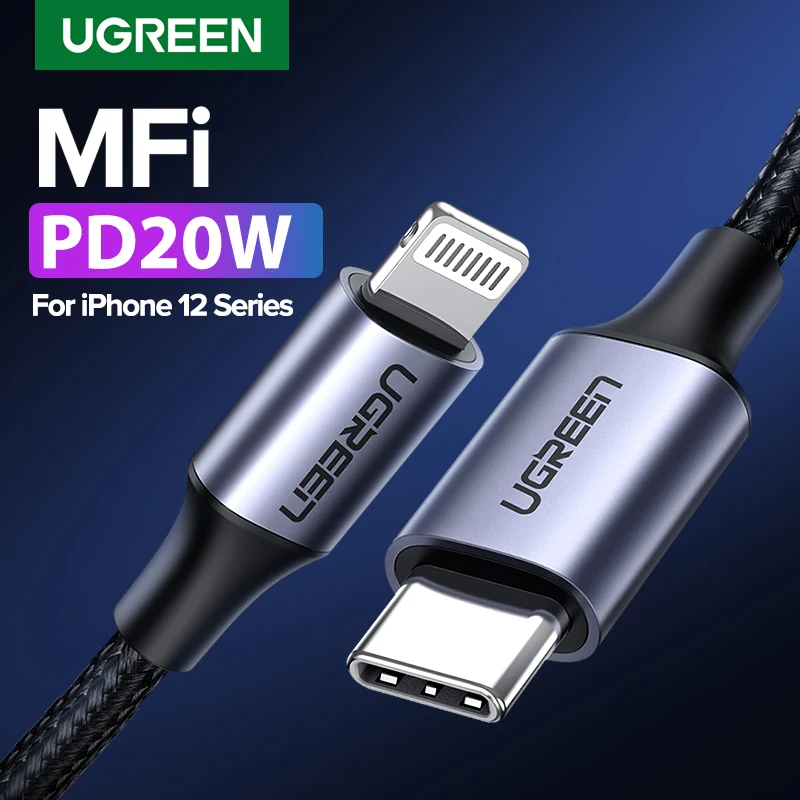 Ugreen MFi USB C к Lightning Кабель для 12 Mini Pro Max 8 PD 18 Вт 20 Быстрое зарядное устройство кабель