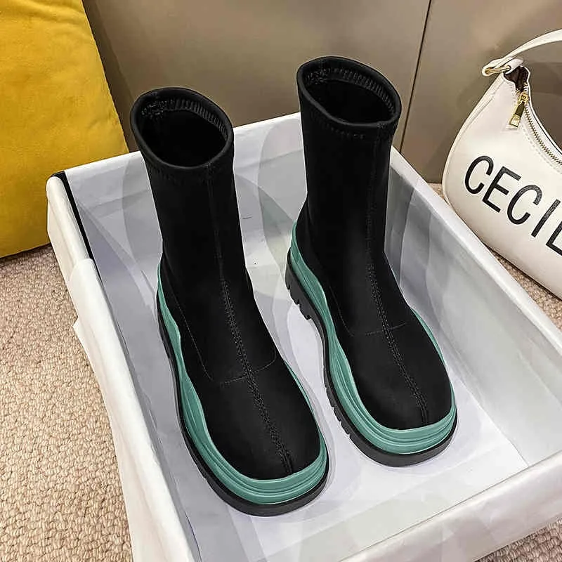 New autumn and early winter platform shoes women's flat heel boots fashion socks boots women's boots women's ankle boots