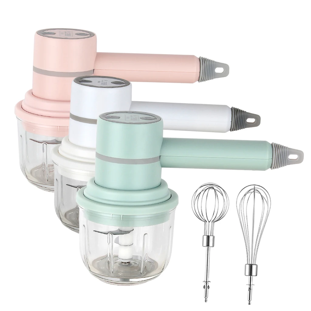 

Egg Whisk Handle Wireless Garlic Blender 3 Speeds Lightweight High Power Foamer Jam Blender Puree Milk Frother Food Blender