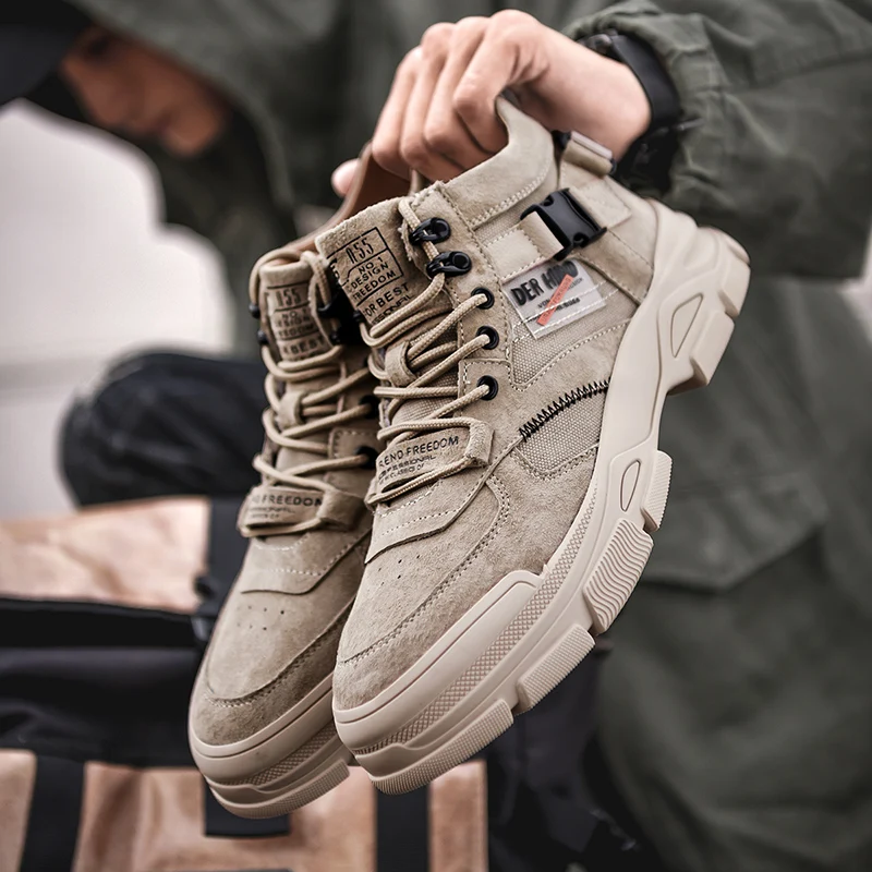 

New Style Outdoor Tooling Shoes Men's Shoes High-top Warm Martin Boots Non-slip Cushioning Hiking Shoes Casual Sports Shoes