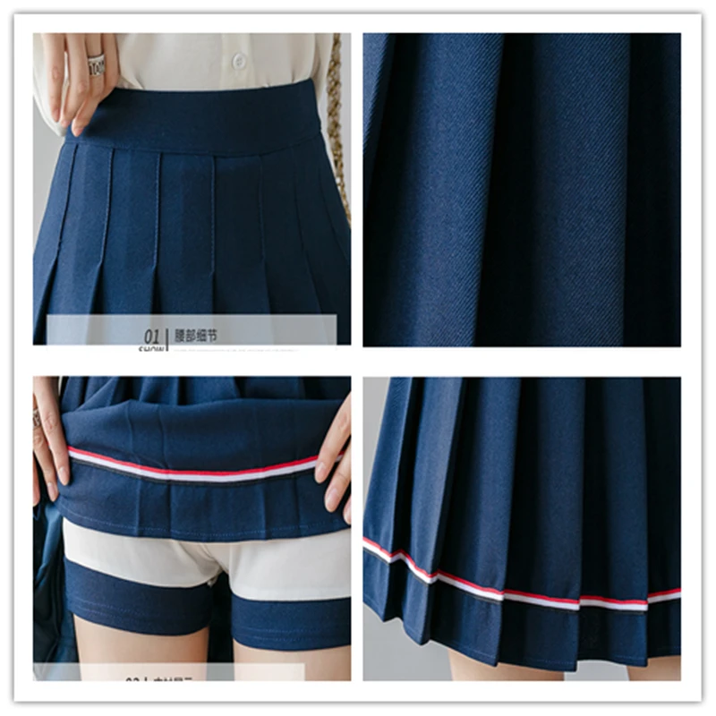

Girls Preppy Style Mini Multi Stripe Pleated Skirts Women Student Korean Fashion High Waist Skirt 2020 Summer Autumn New Skirt