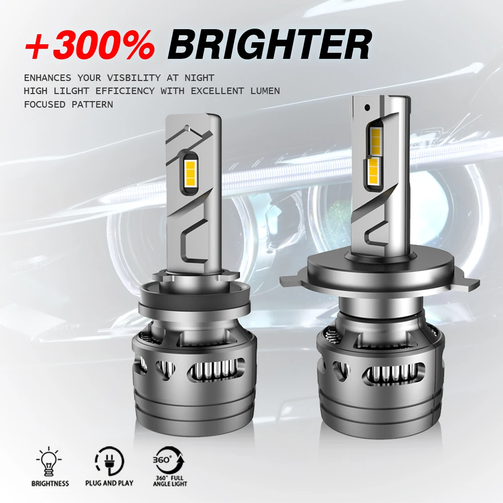 

2PCS T8 Car Led Headlight 55W Ultra-bright Far and Near Integrated H4 H7 H8 H9 H11 H16 9005 9006 9012 Iighting LED Retrofit Bulb