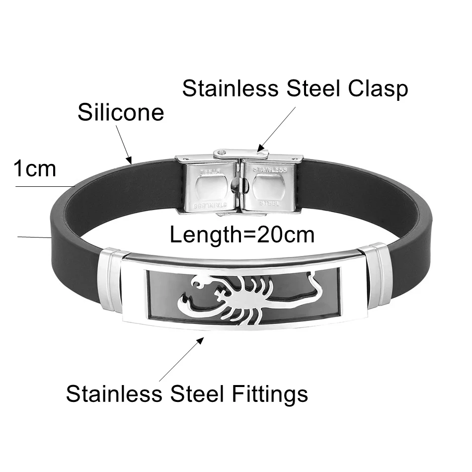 Браслет в стиле панк скорпион модный Индивидуальный браслет черный силиконовый