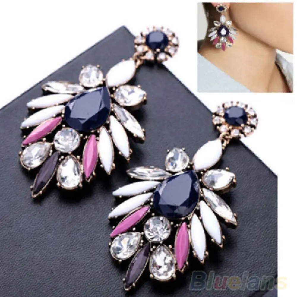 

Hot Sales!! Women Fashion Shiny Rhinestone Charm Flossy Statement Stud Dangle Earrings