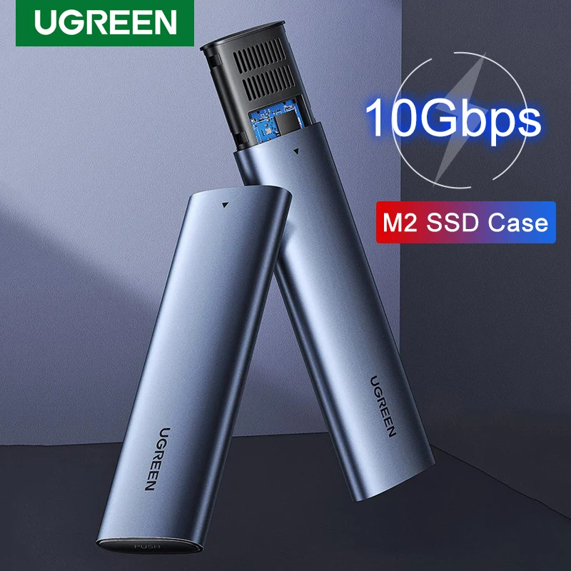 Чехол Ugreen 10 Гбит/с M2 SSD чехол NVMe NGFF Чехол Для PCIE SATA к SSD чехол для внешнего жесткого диска M-Key & B-Key SSD 2280 2260 - изображение