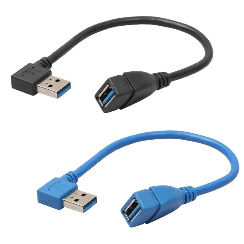 1 шт. 480 Мбит/с USB 3,0 Прямоугольный удлинитель 90 градусов адаптер «Папа-мама» шнур USB кабели высокое качество