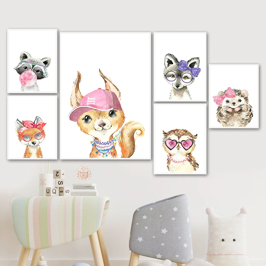 

Squirrel Wolf Owl Fox Hedgehog Raccoon Wall Art Canvas Painting Nordic Posters And Prints Nursery Wall Pictures Kids Room Decor