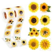 500 pcs round kids reward stickers roll pretty sunflower flower sticker small business personalized tags envelope seal stickers