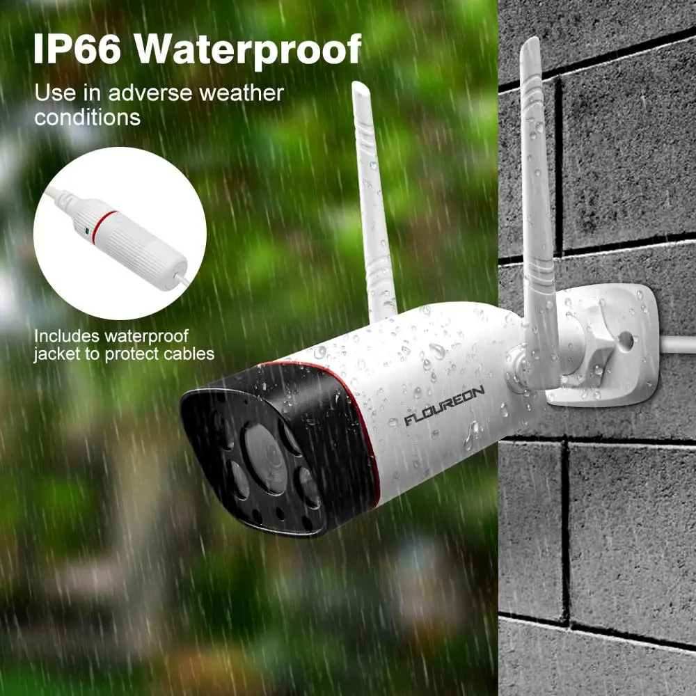 Floureon Новая беспроводная WiFi камера 1080 P обнаружение движения двойной светильник