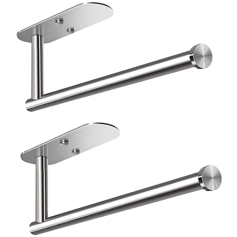 

2 PCS Adhesive Paper Towel Holder Under Cabinet Wall Mount for Kitchen Paper Towel, Paper Towel Roll Holder