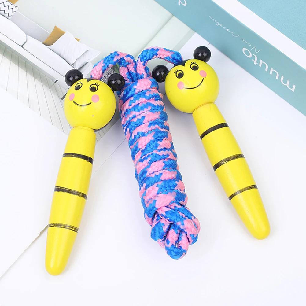 

Lovely Cartoon Children Skipping Rope with Wooden Handles Braided Tangle-Free Cable 2M/6.6ft Kid Jump Rope for Fun and Fitness