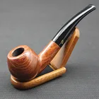 Классическая трубка для курения из натурального массива красного дерева ручной работы, Круглый Деревянный табачный подарок из розового дерева, 10 шт. фильтров 9 мм + чехол + держатель DB136