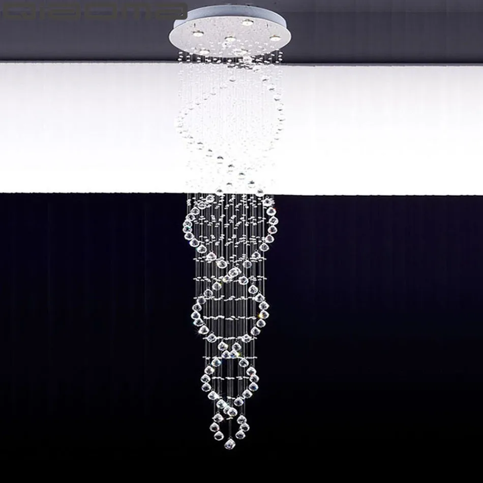 Fiyat Lüks Modern Büyük Büyük Avize Merdiven Uzun Spiral Kristal Avizeler Aydınlatma Armatürü Merdiven Için Yağmur Damlası Bekleyen Lamba