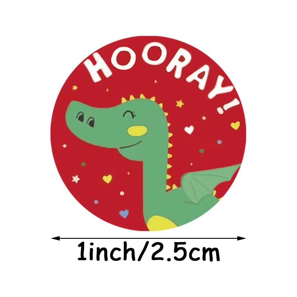 Pegatinas de recompensa de animales y dinosaurios para ni&ntilde;os, pegatinas redondas de 1 pulgada, 8 dise&ntilde;os en ingl&eacute;s, rollo de 500 Uds.-1