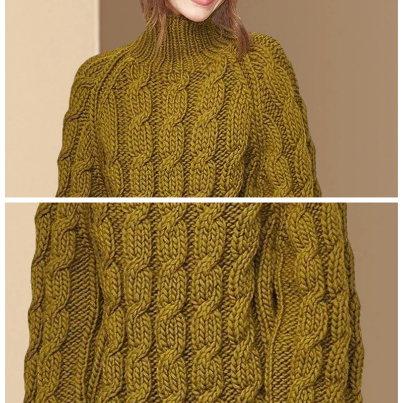 Women's Thick Turtleneck sweater 2019 Winter heavy Pullover Sweater Chunky cozy warm Autumn Hand-knit thick | Женская одежда