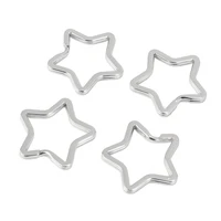 10pcs high quality pentagram shape stainless steel key chains silver color star split key rings ornament accessories
