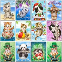 5d diy diamond painting pocket animal cute cat panda kitty full squareround mosaic embroidery cross stitch home decor paint art