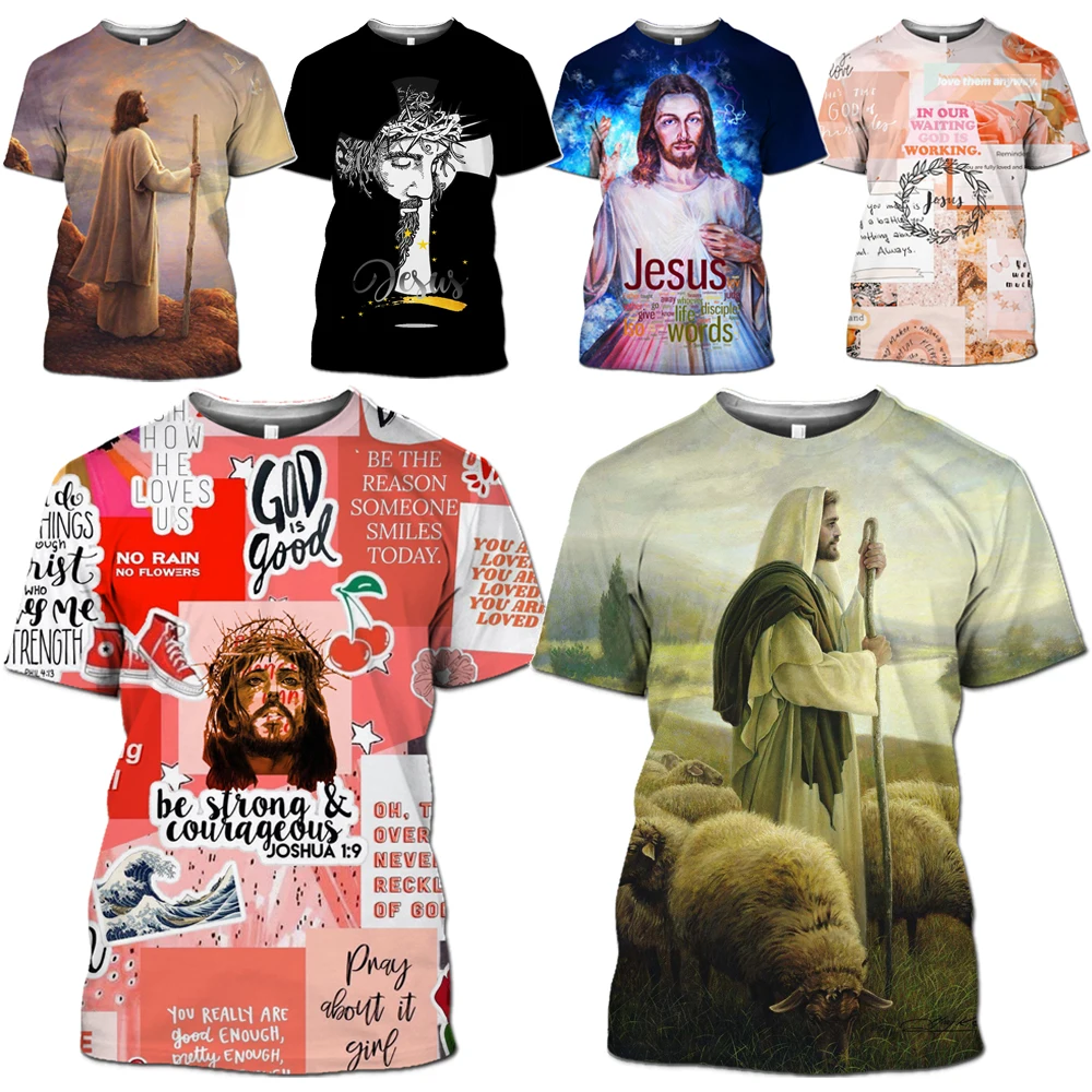 Футболка HOXIXIB для мужчин и женщин с 3D принтом изображением религии христианства