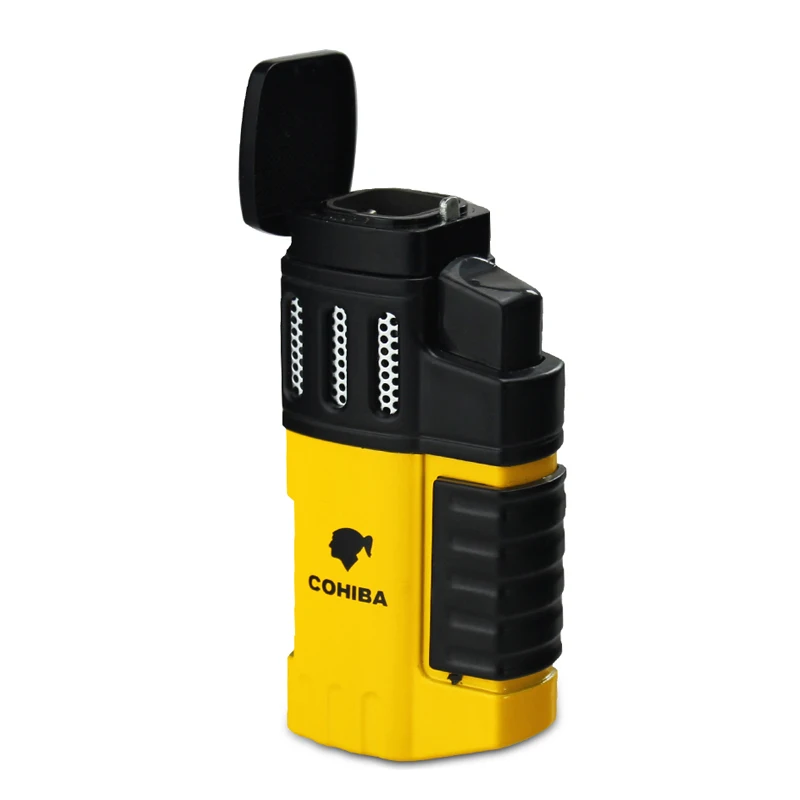 Факфонарь COHIBA для сигары 4 струи многоразовый с дыроколом курительные аксессуары