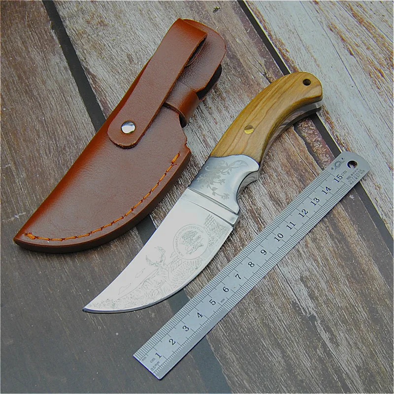 

High quality shadow wood camp straight blade outdoor survival tactics knife European north American hunting knife straight blade