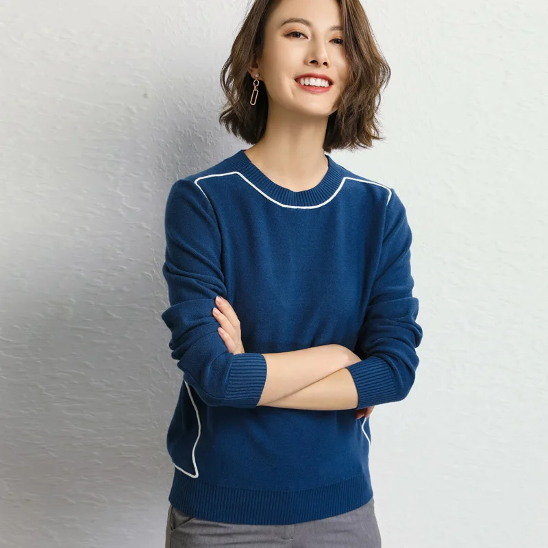 Женский свитер с круглым вырезом свободный корейский стиль Осень-зима 2019 |
