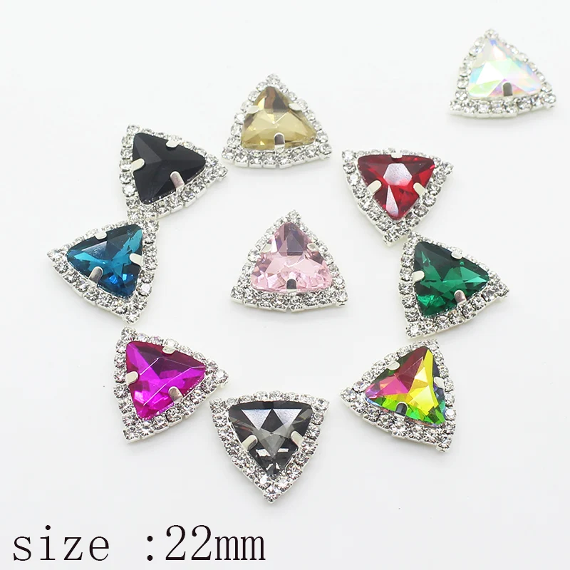 Лидер продаж треугольная стеклянная пуговица 10 шт./лот 22 мм со стразами красивое