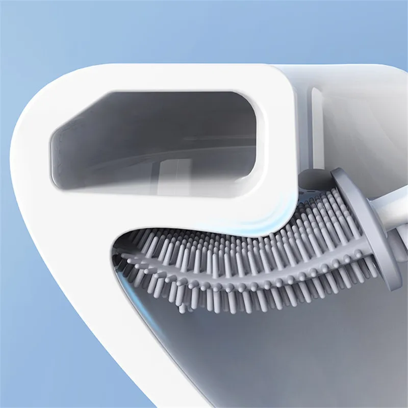 

Silicone WC Toilet Brush Flat Head Flexible Soft Bristles Brush With Quick Drying Holder Set Cleaning Brush For WC Accessories