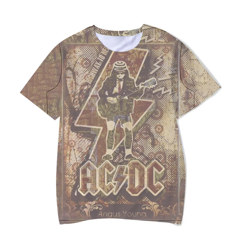 

2021 summer short-sleeved street style T-shirt brand men's plus size T-shirt male hip-hop men's metal rock band 3D printing blac
