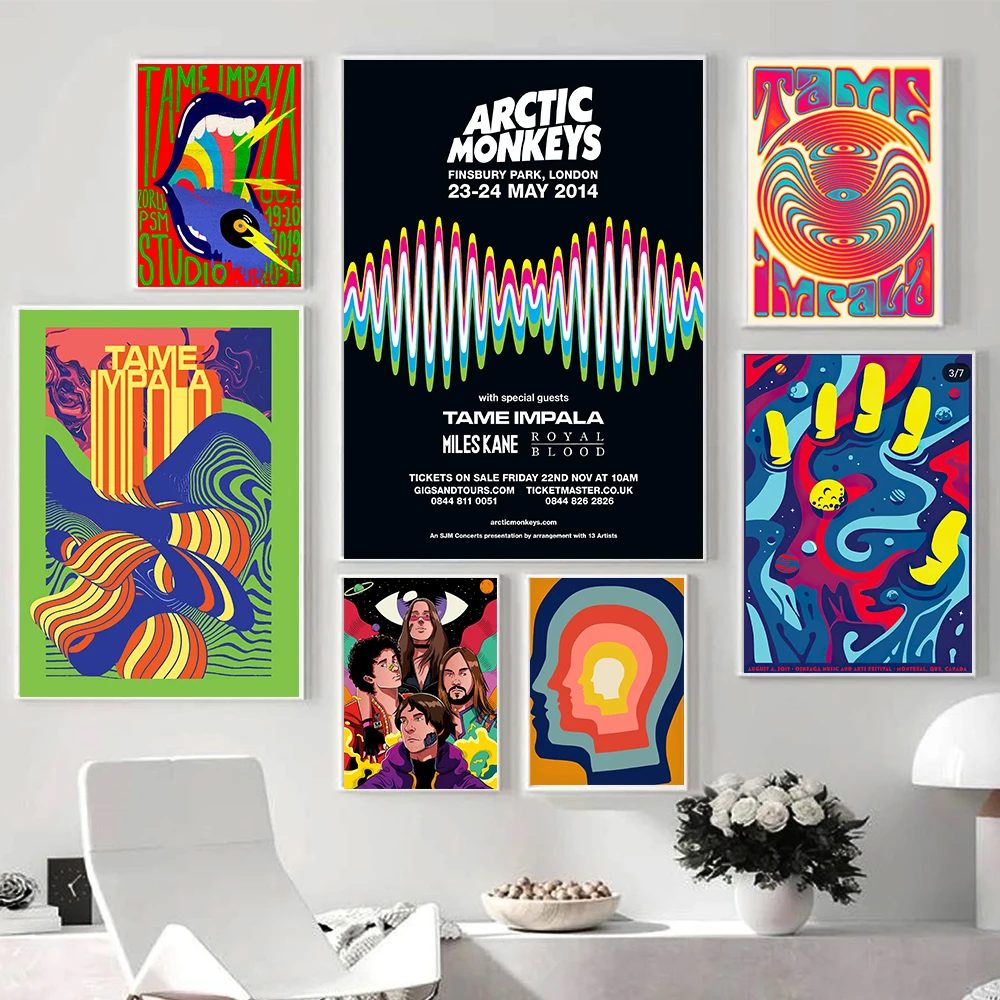 

Tame Impala Posters Retro Glastonbury Gig Abstract Geometry Canvas Painting Colorful Wall Art Picture for Living Room Home Decor