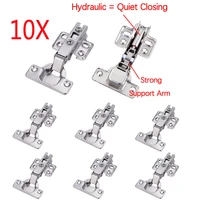 10 pcs hinges stainless steel hydraulic cabinet door hinge damper buffer soft quiet closing for all kitchen cupboard furniture