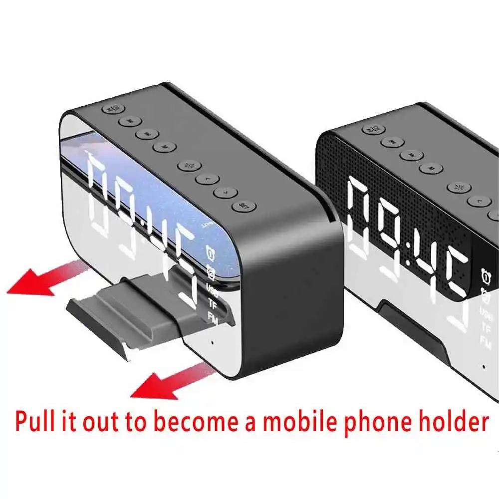 Wireless Speaker Tf Portable Bluetooth Table Digital Alarm Clocks LED Dedside Electronic Clock With Thermometer Fm Radi0 | Дом и сад