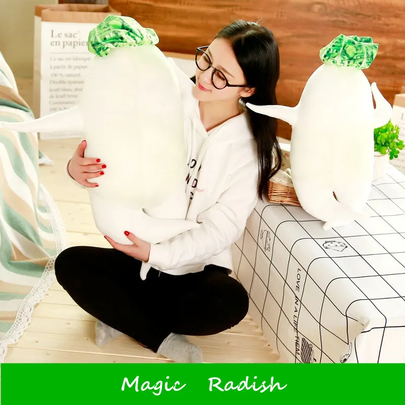 

80cm Japan Large Root Jun Funny Girl white radish plush Cushion Pillow Sleeping Plush toy for children girlfriend Christmas gift