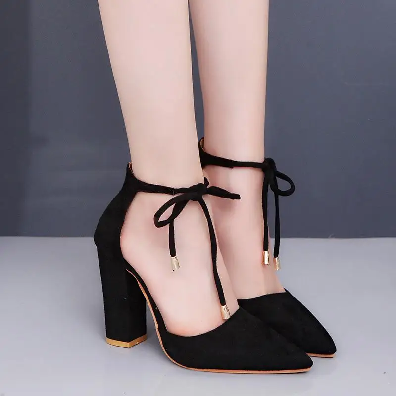

2021 women's high heels fashion women's shoes party wedding square high heels pointed toe toe ladies high heels size 34-43