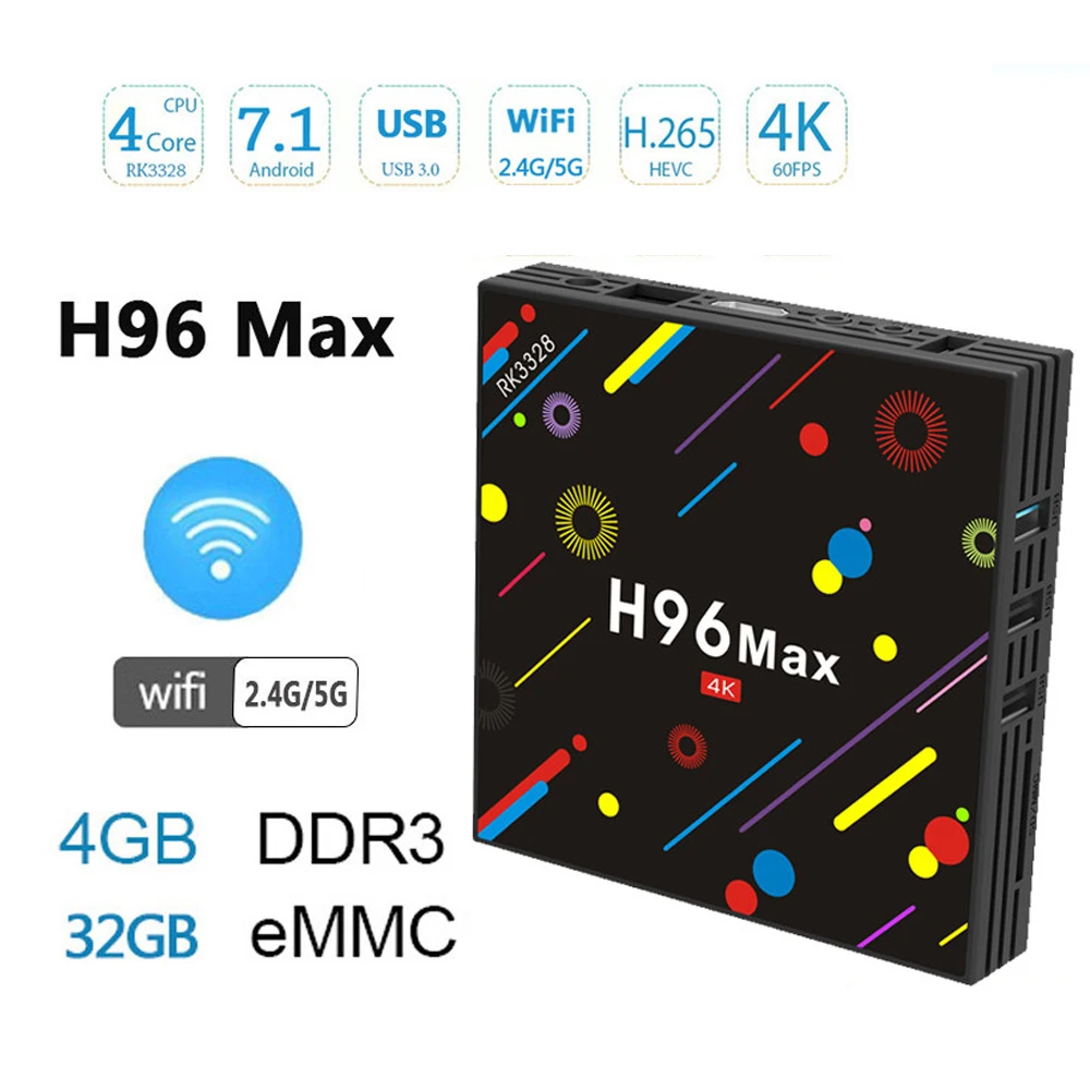 H96 MAX H2 ОС Android 7 1 ТВ приставка RK3328 4 Гб ОЗУ 32 ПЗУ четырехъядерный телеприставка