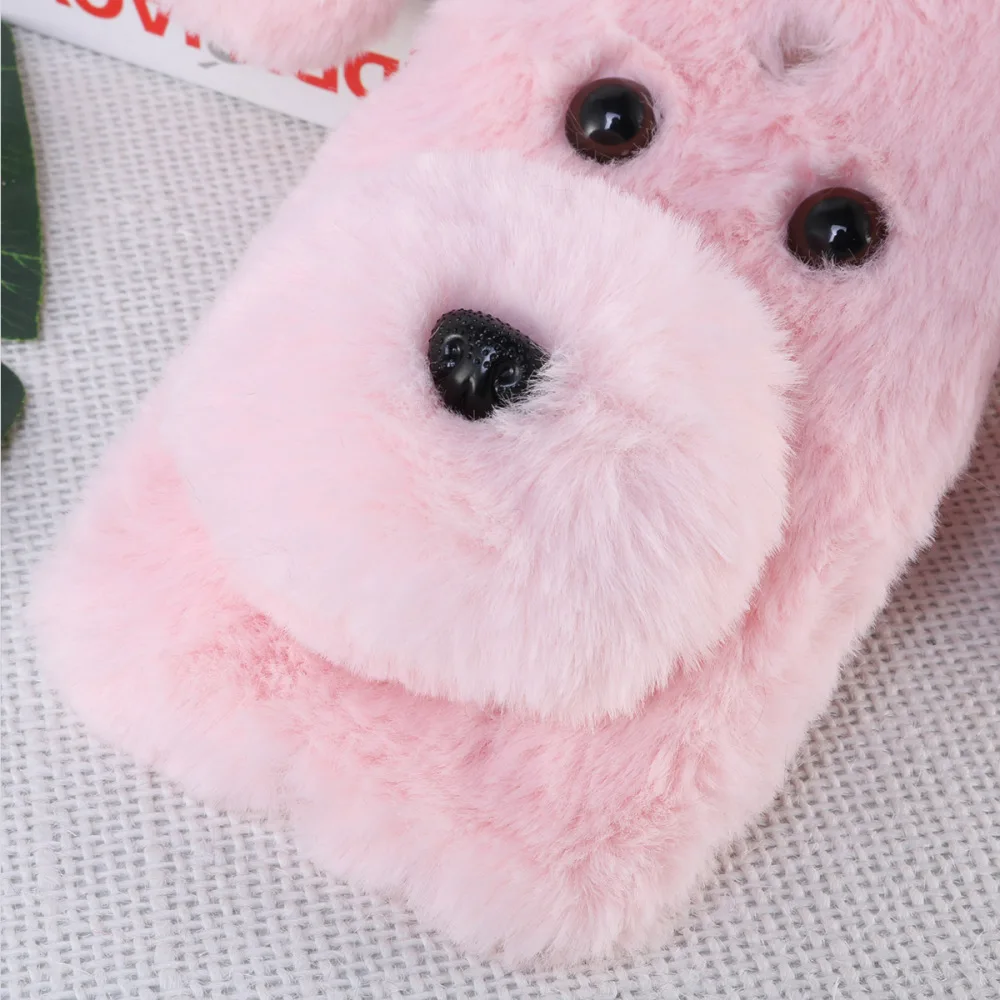 Мягкий плюшевый чехол для телефона с рисунком собаки милый Модный зимний теплый