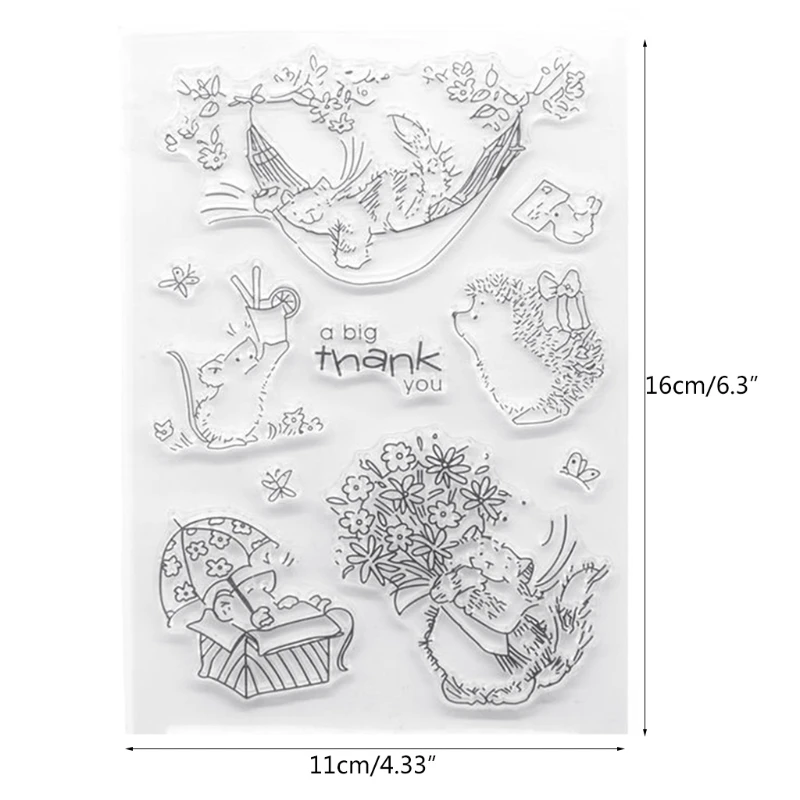 

Thank Hedgehog Silicone Clear Seal Stamp DIY Scrapbooking Embossing Photo Album Decorative
