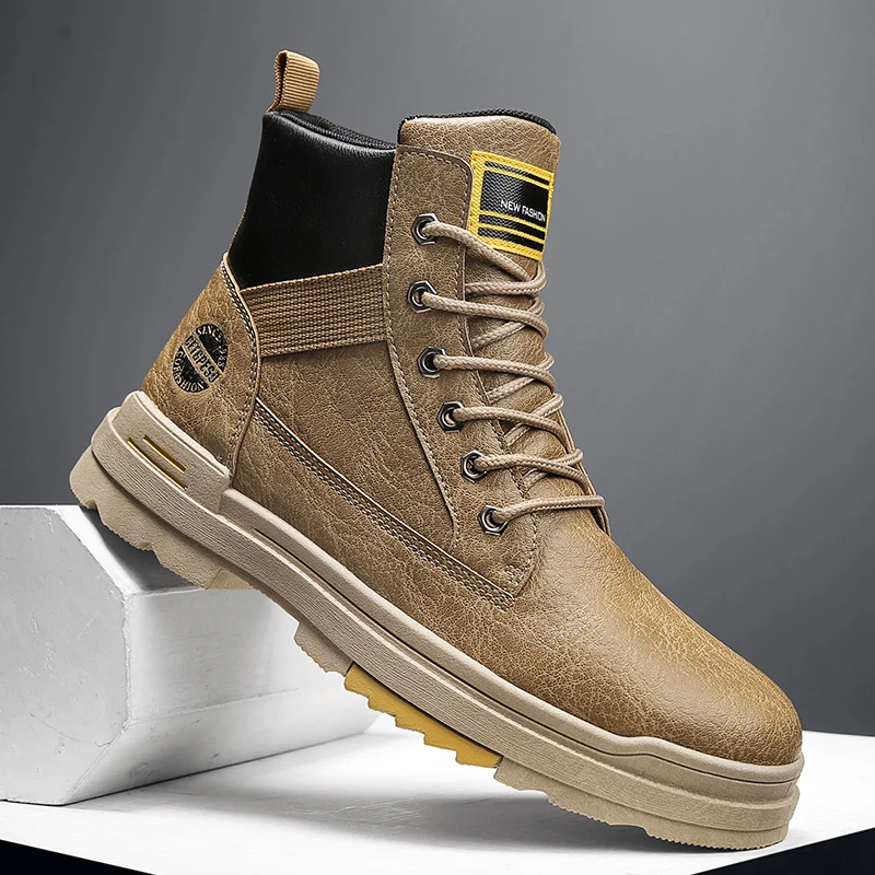 

Мужские повседневные ботинки 2021, уличные кроссовки, полуботинки мартинсы, мужская обувь высокого качества из искусственной кожи, мужская о...