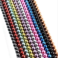 natural stone bead nano gold rainbow rose gold silver color hematite round beads for jewellery making bracelet necklace 15