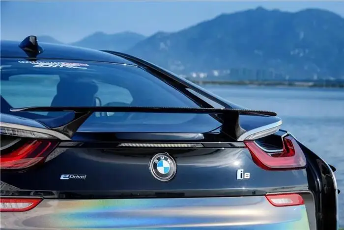 

Для BMW i8 автомобиль Реальные углеродного волокна задний для задней двери, крыши крыло багажник выступ Спойлеры для BMW I8 2014 2015 2016 2017 2018