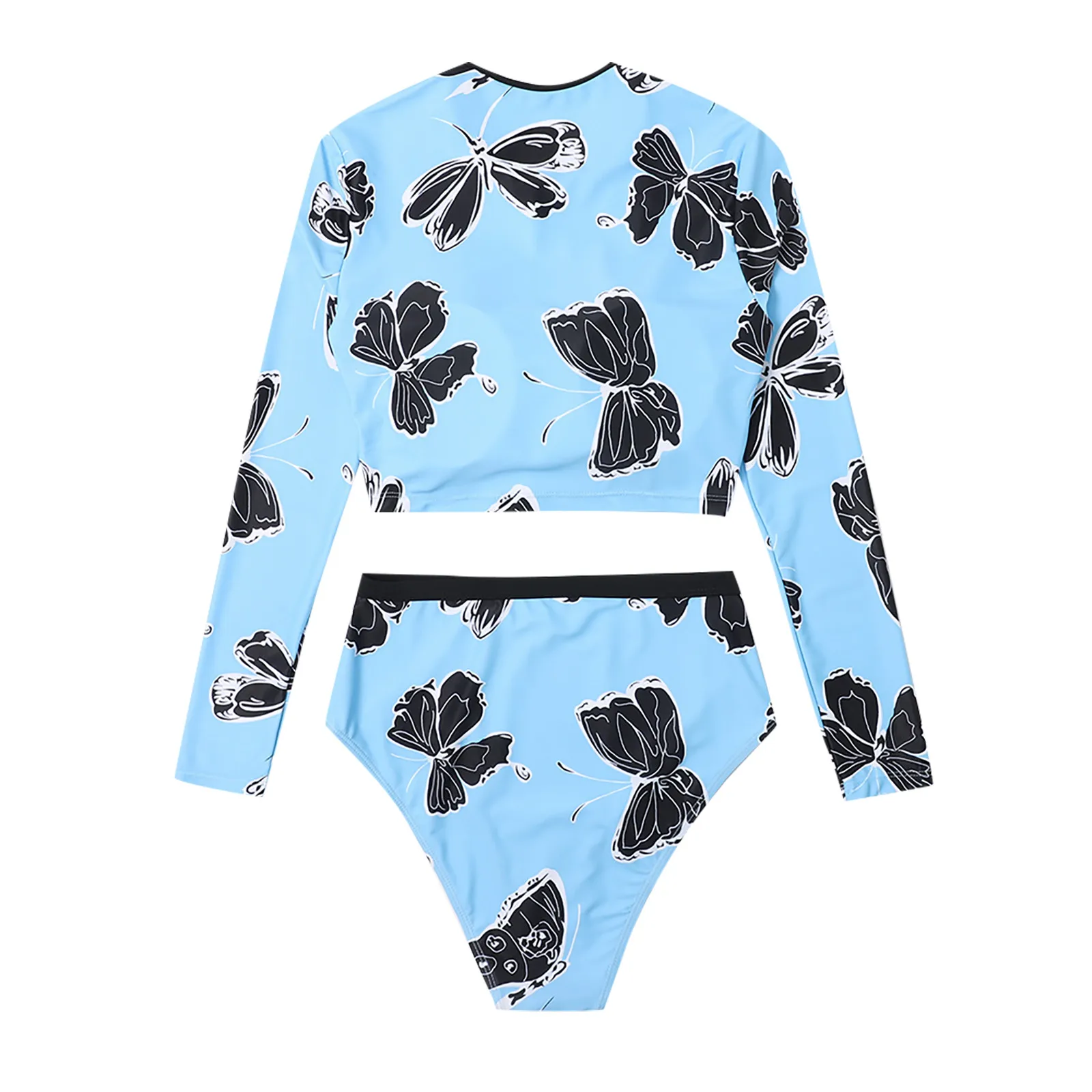 

Women's Sexy Bikini Swimsuit Ladies Print Striped Long Sleeve Split Bikini Beach Party Swimsuit Set Beachwear Swimwear#40