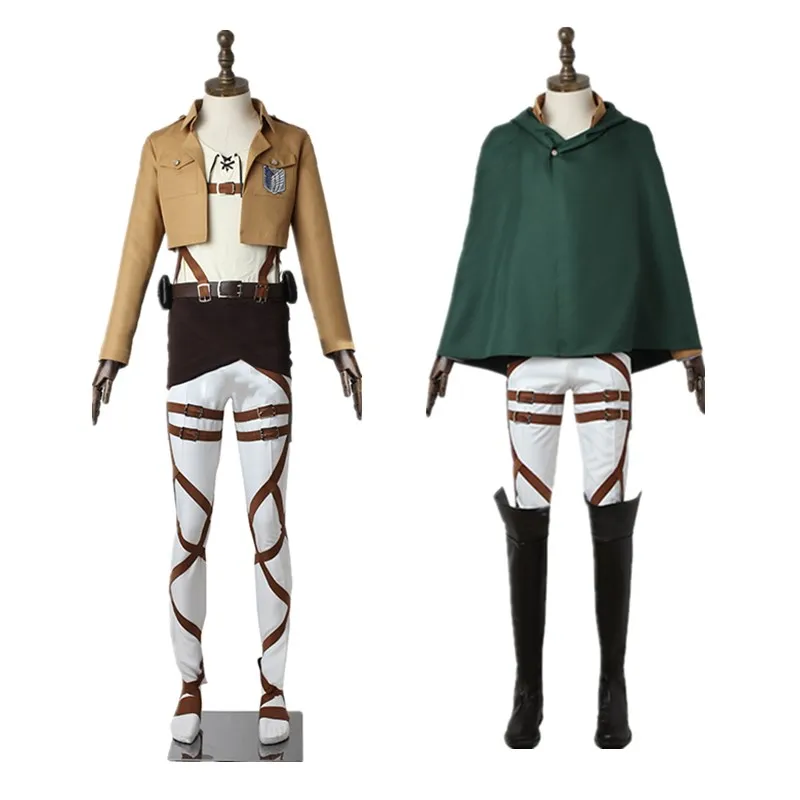

Attack on Titan Jacket Hot Japanese Anime Cosplay Costume Eren's Wig Shingeki no Kyojin Full Set Free Shipping