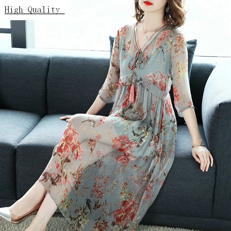 

Шелковое длинное платье, женское летнее платье с цветочным принтом, элегантные вечерние платья, пляжные женские офисные платья, платья LWL1524