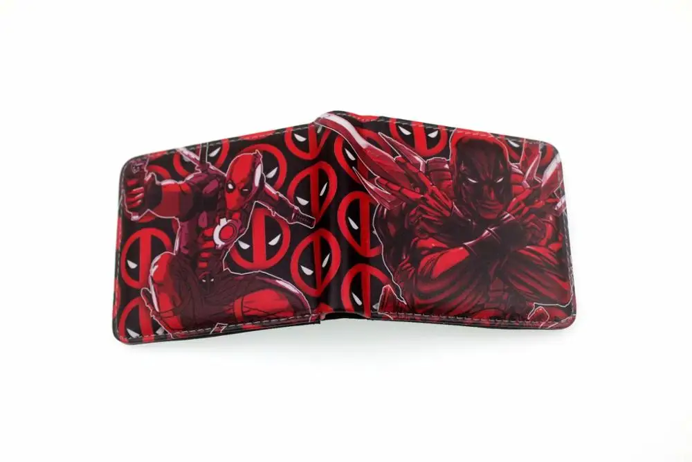 D Кожаные кошельки с героями мультфильмов Дэдпул короткий кошелек carteira masculina Movie аниме держатель для карт сумки подарок на день рождения мужские кошельки - Цвет: D