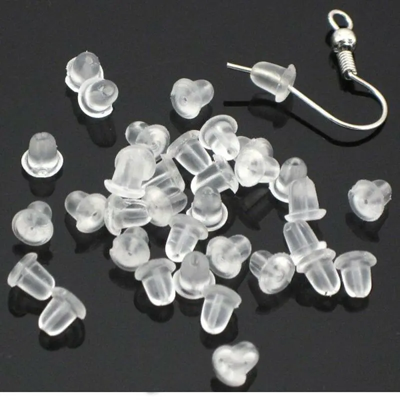

500/1000pc/lot 4mm Earring Backs Stoppers For Jewelry Making Accessories Clear Plastic Bullet Ear Plugging Blocked (Contain Box)